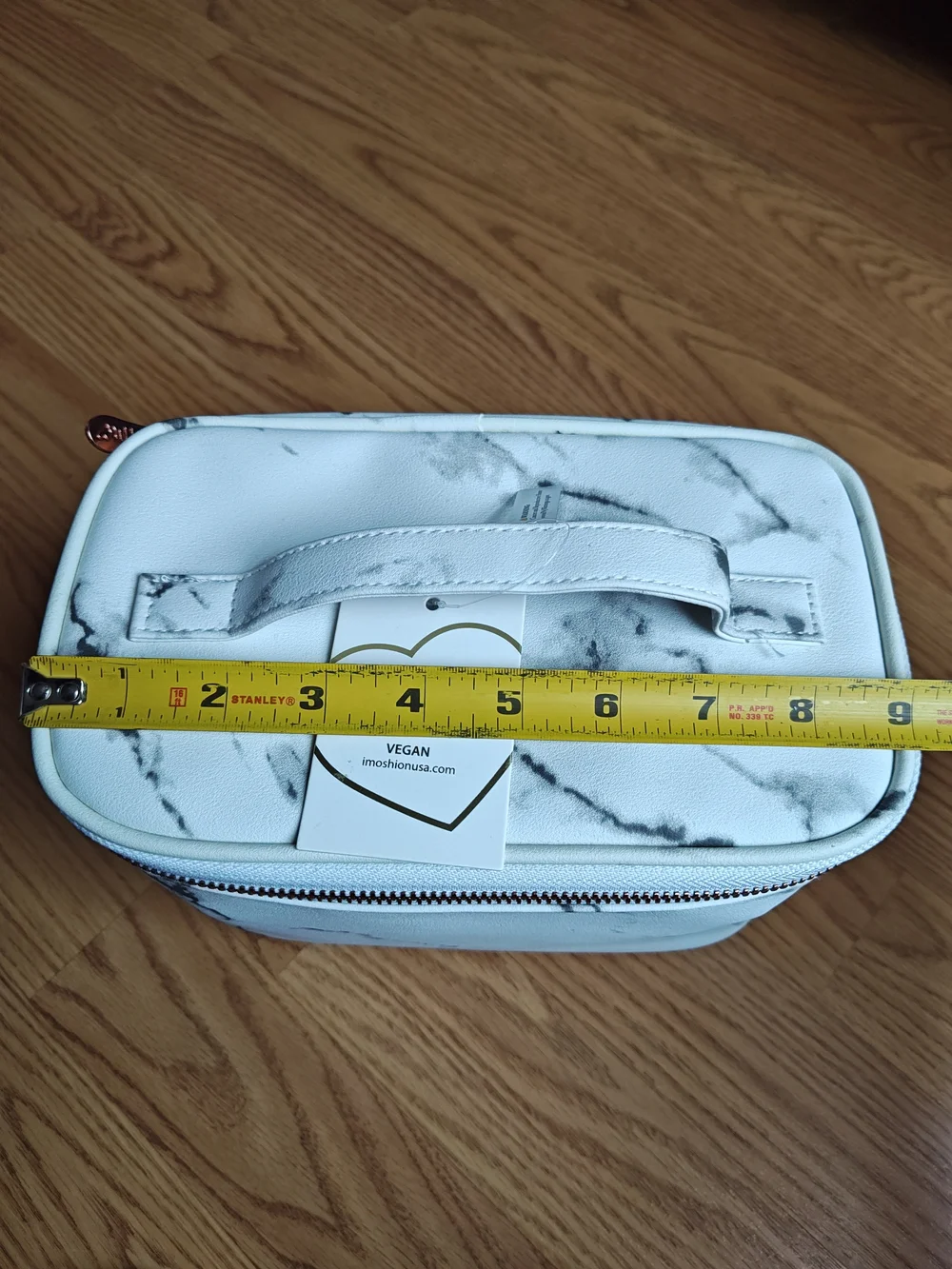 IMOSHION White Marble Vegan Leather Makeup Bag & Travel Case Rose Gold Accents